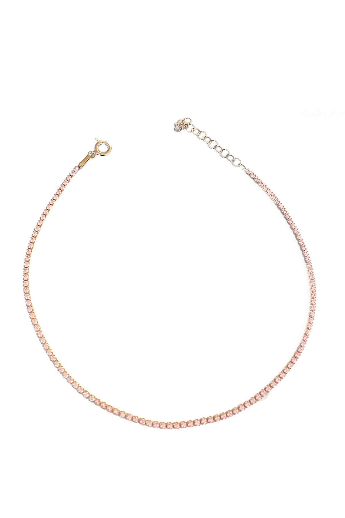 1,5 mm Pink Stone Silver Tennis Anklet