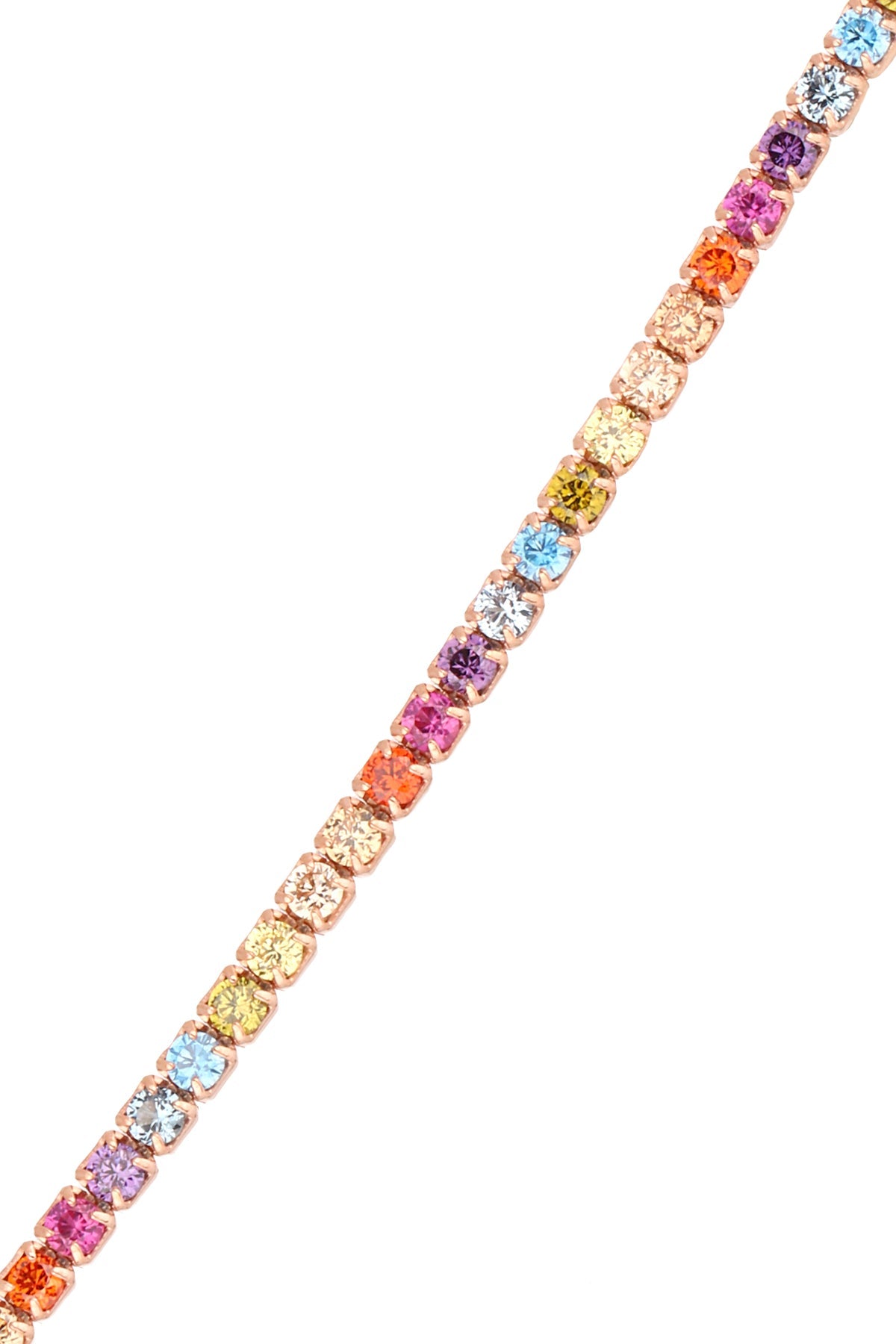 2 mm Colorful Stone Silver Tennis Anklet