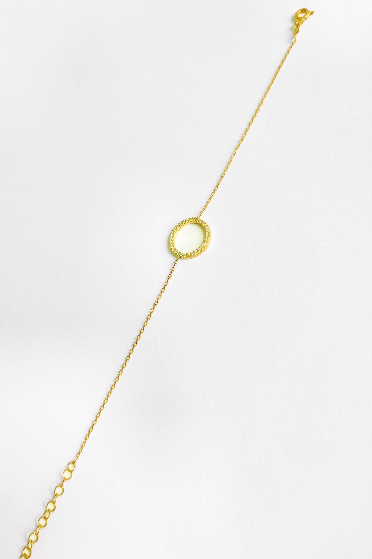 White Stone Round Silver Bracelet