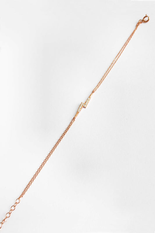 White Stone Lightning Silver Bracelet