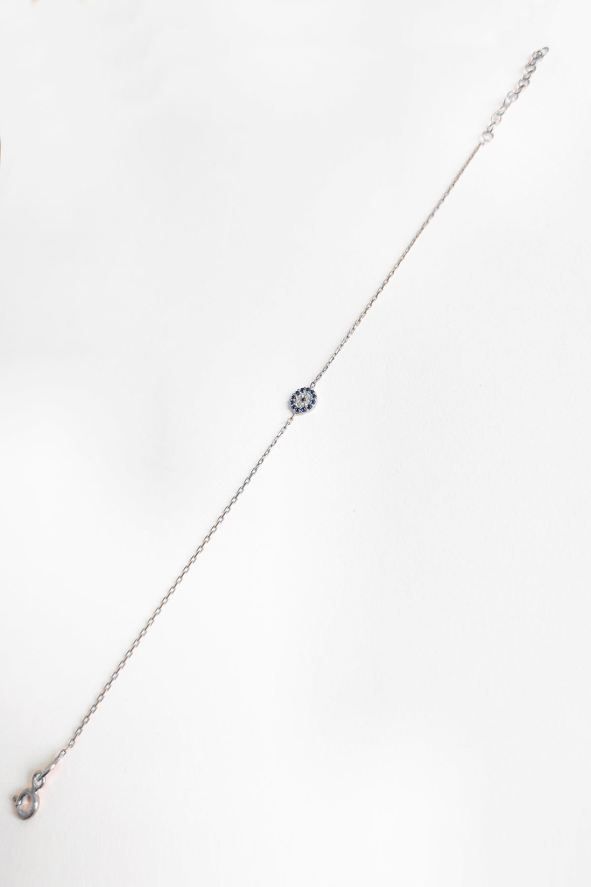 Classic Evil Eye Beaded Silver Bracelet