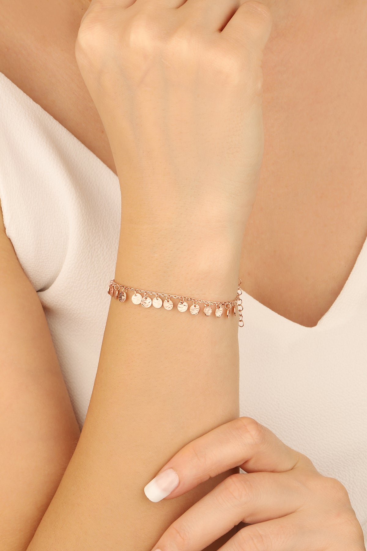 Dangling Spangles Silver Bracelet