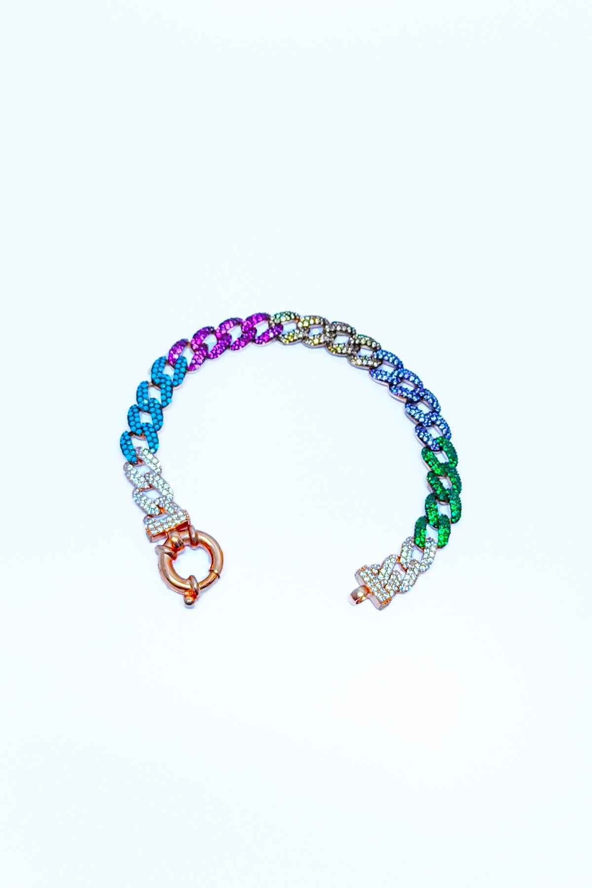 Colored Stone Silver Gurmet Bracelet