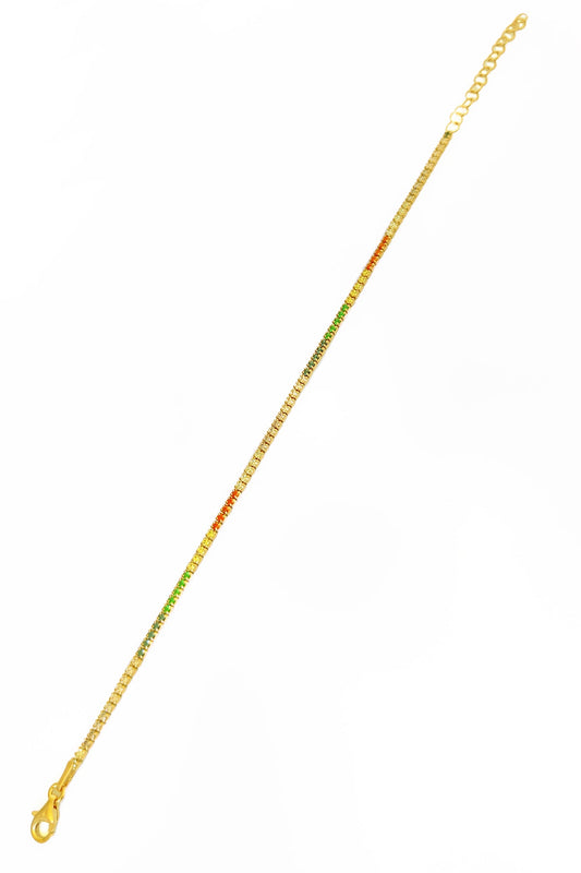 1,5 mm tennisarmbånd i sølv med fargerike steiner, klassisk tennisarmbånd med kubisk zirkonia
