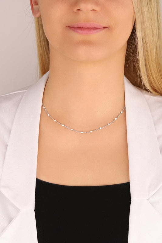 Without Stone, Chain Silver Choker Necklace