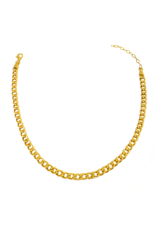 925 Sterling Silver Cuban Chain Model Choker Necklace without Stone