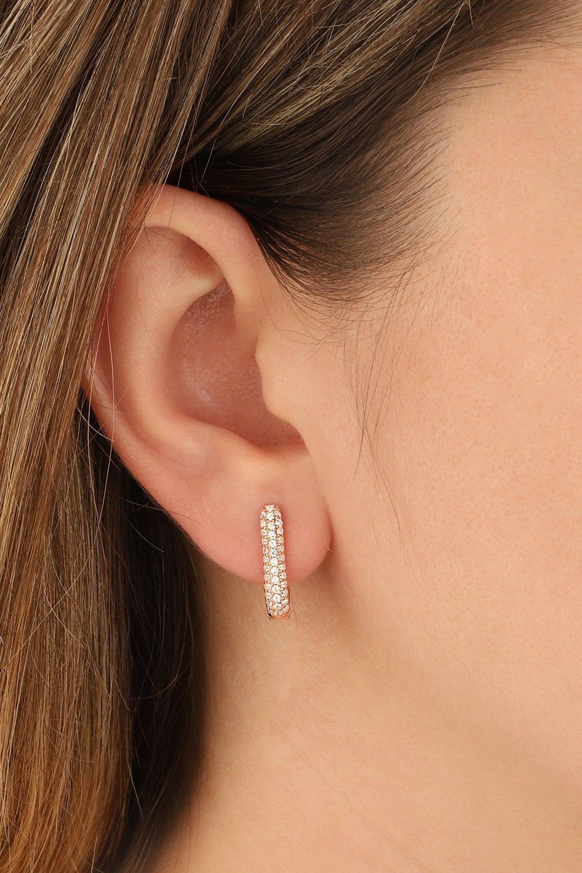 White Zircon Stone Studded Silver Earrings