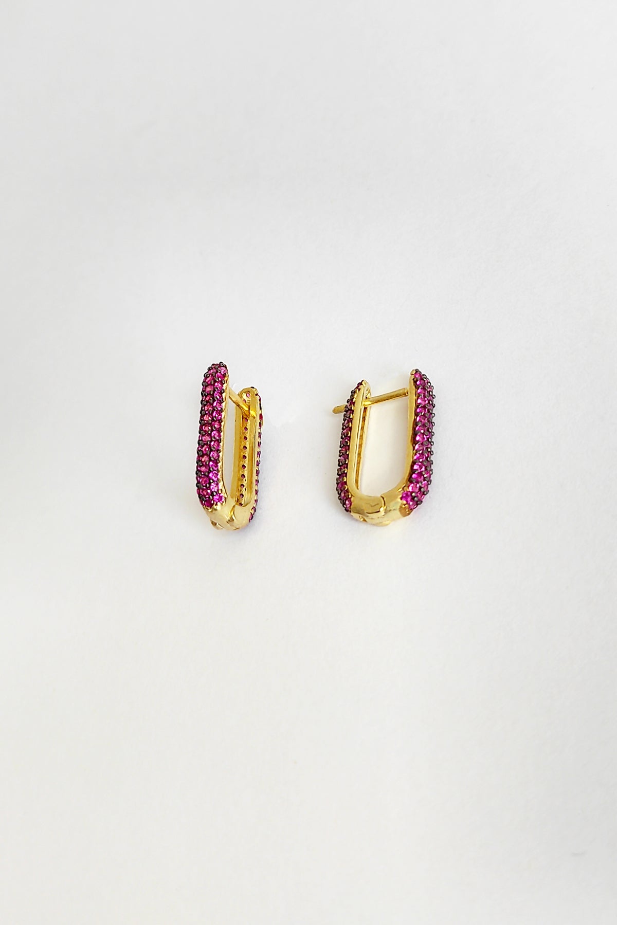 Pink Stone Studded Silver Earrings