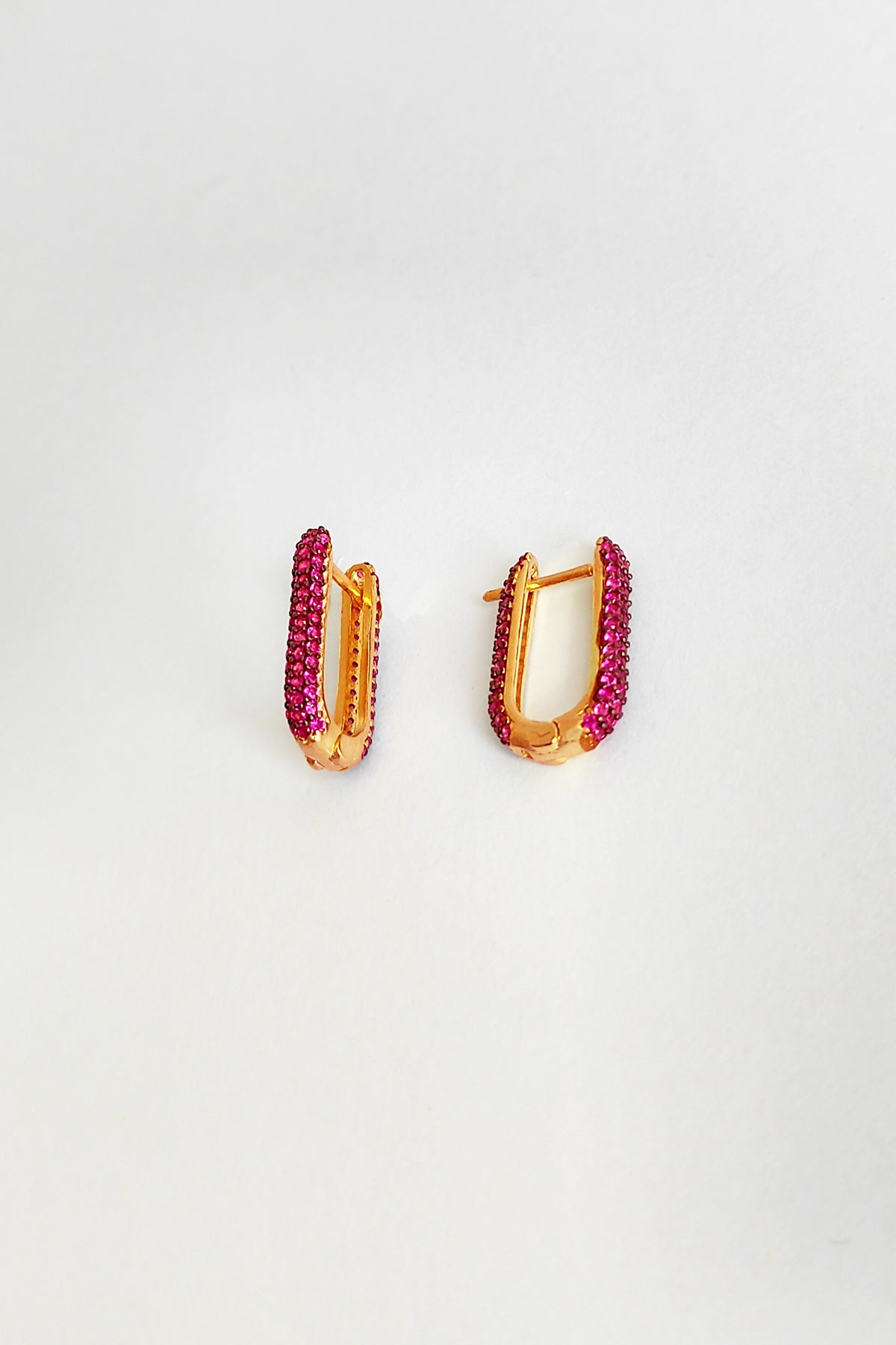 Pink Stone Studded Silver Earrings