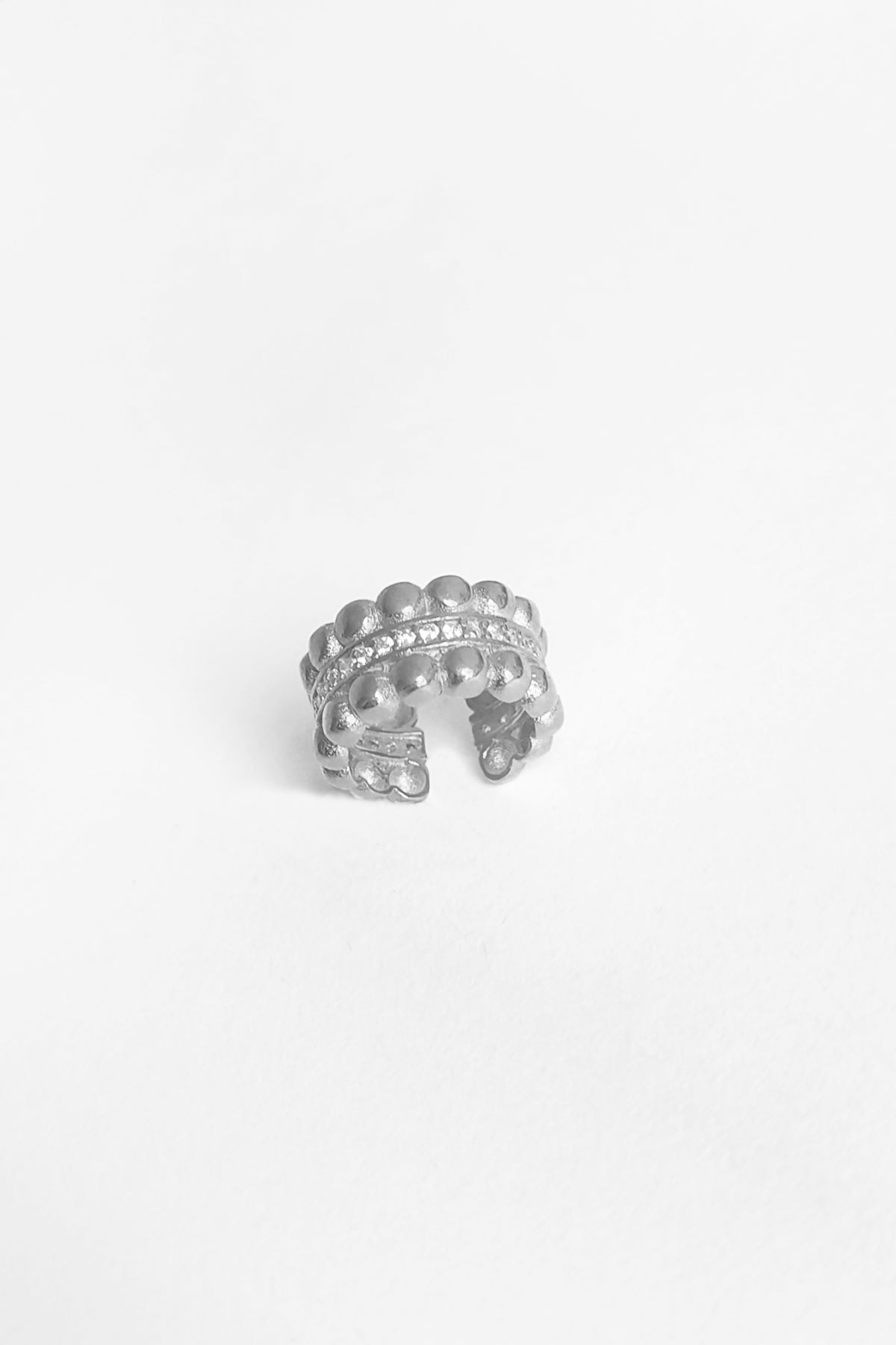 Thick Silver Cartilage Earring with White Stone