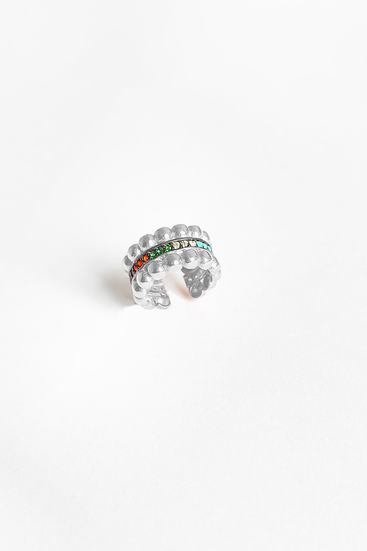 Colorful Stone Thick Silver Cartilage Earrings
