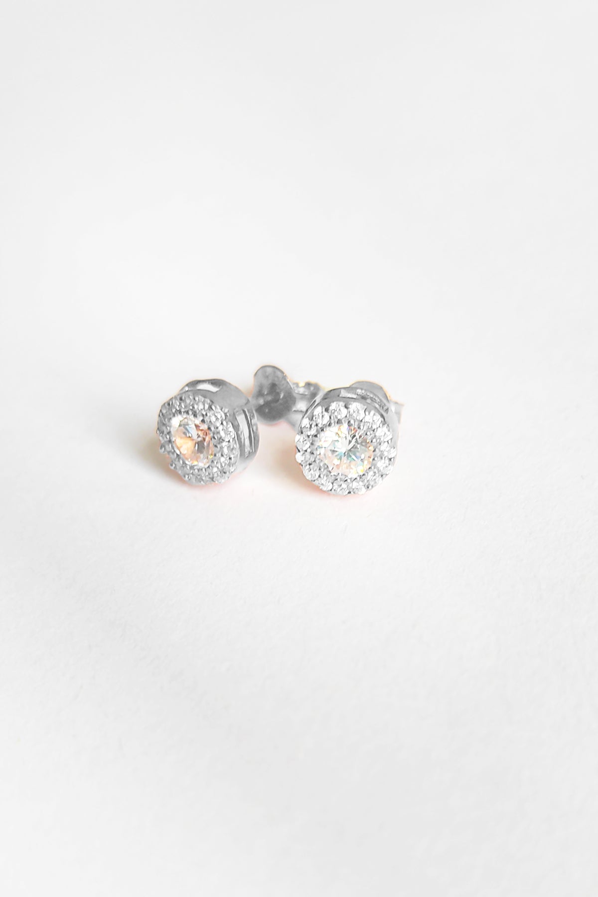 White Stone Silver Earrings
