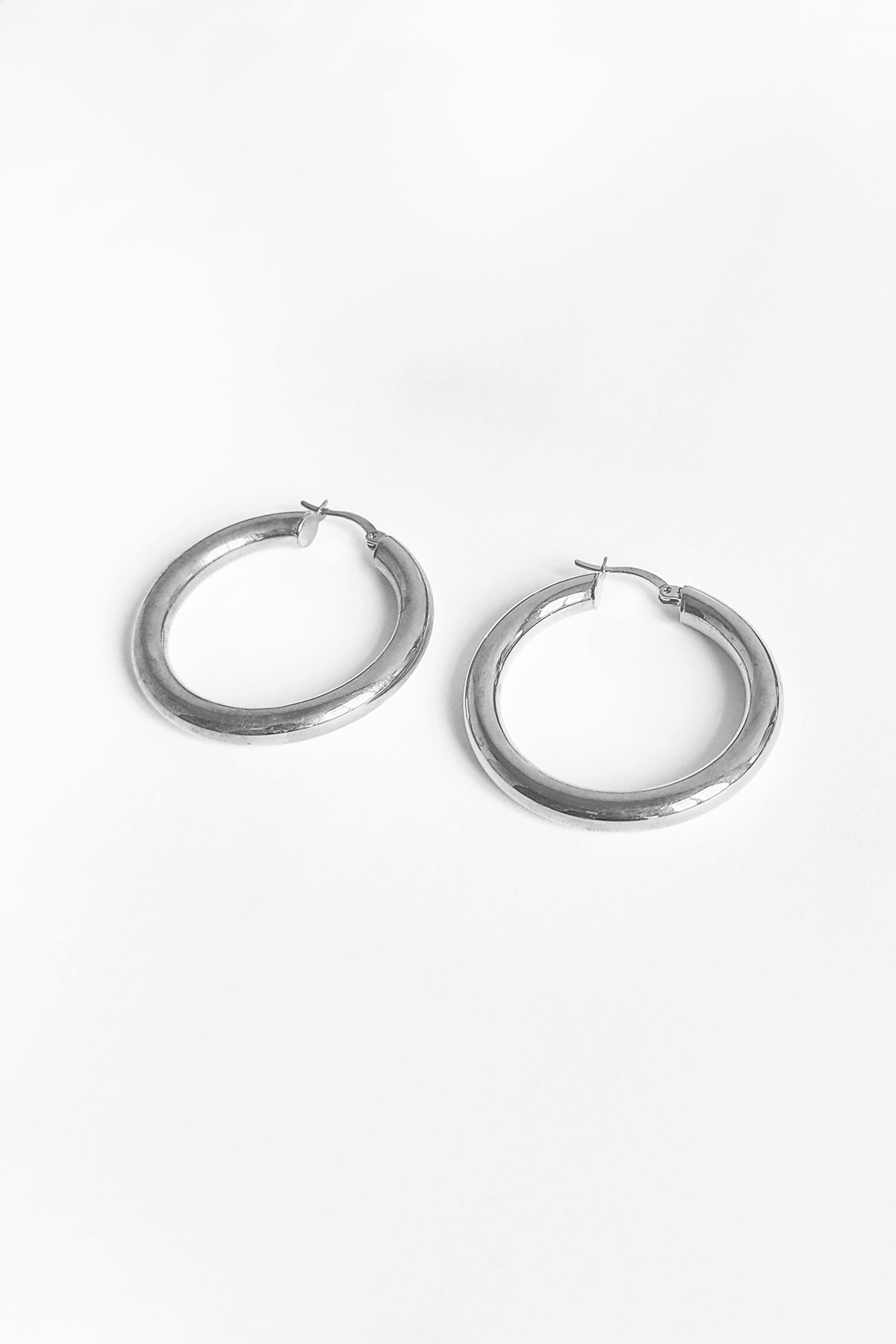 Big Sharnel Sterling Silver Earrings