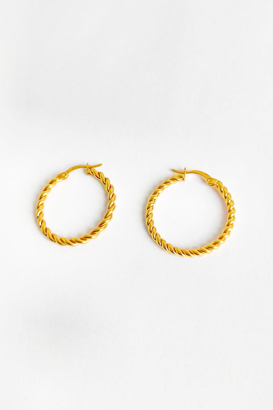 Medium Auger Sterling Silver Earrings