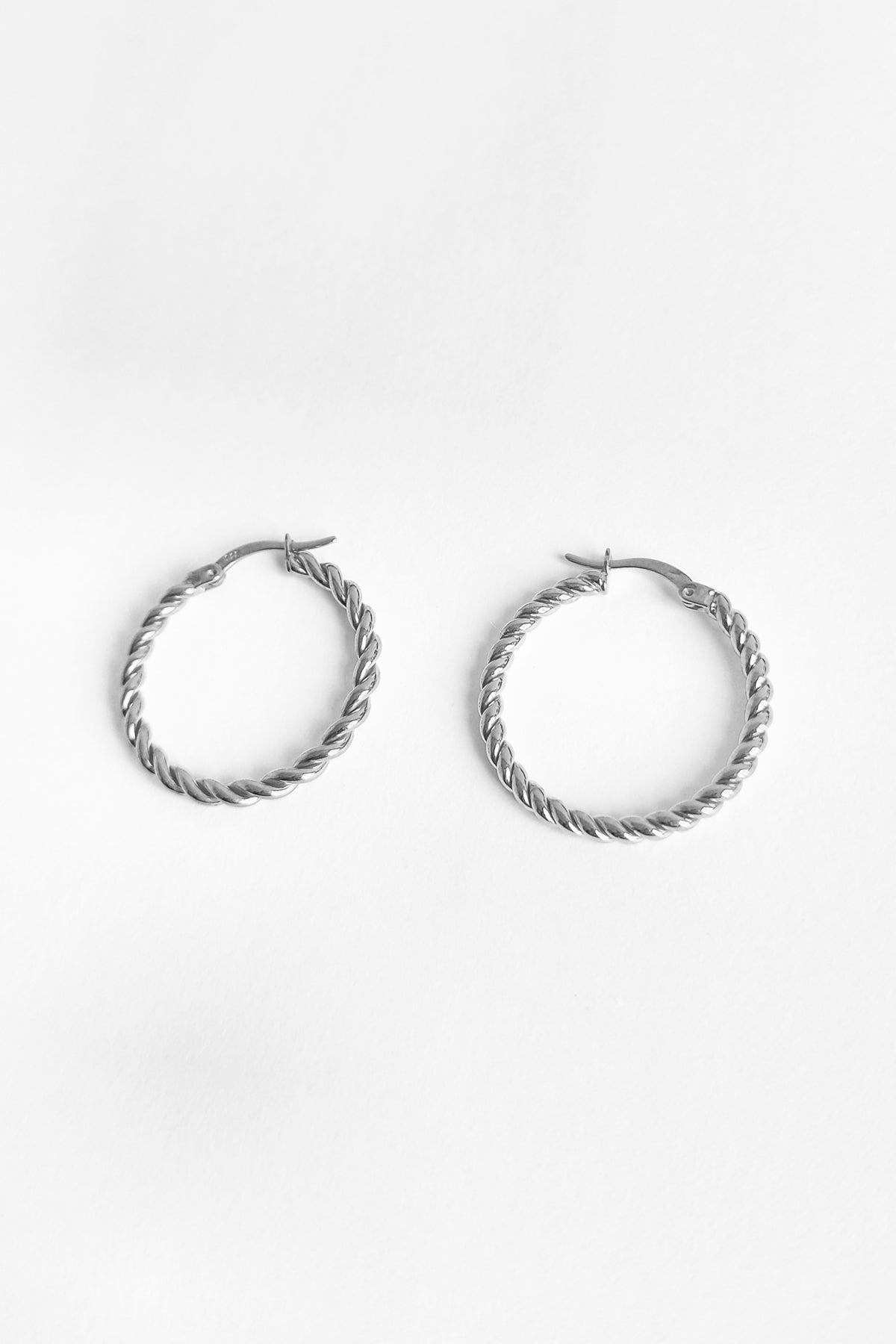 Medium Auger Sterling Silver Earrings