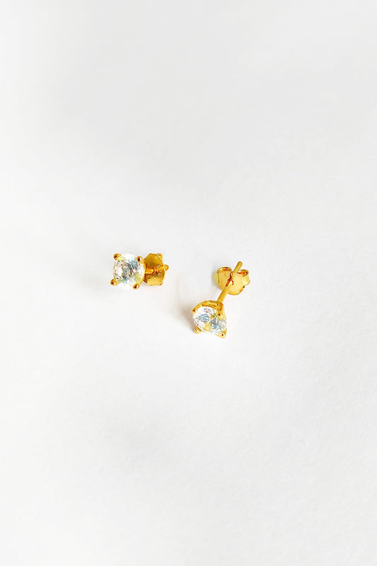 Single stone nailed silver earrings