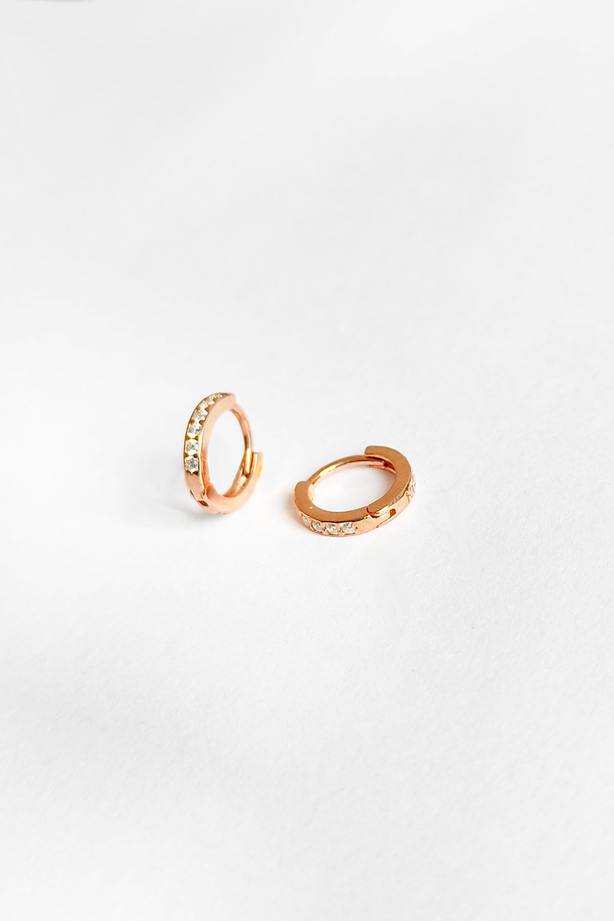 Zircon Stone Small Hoop Silver Earrings