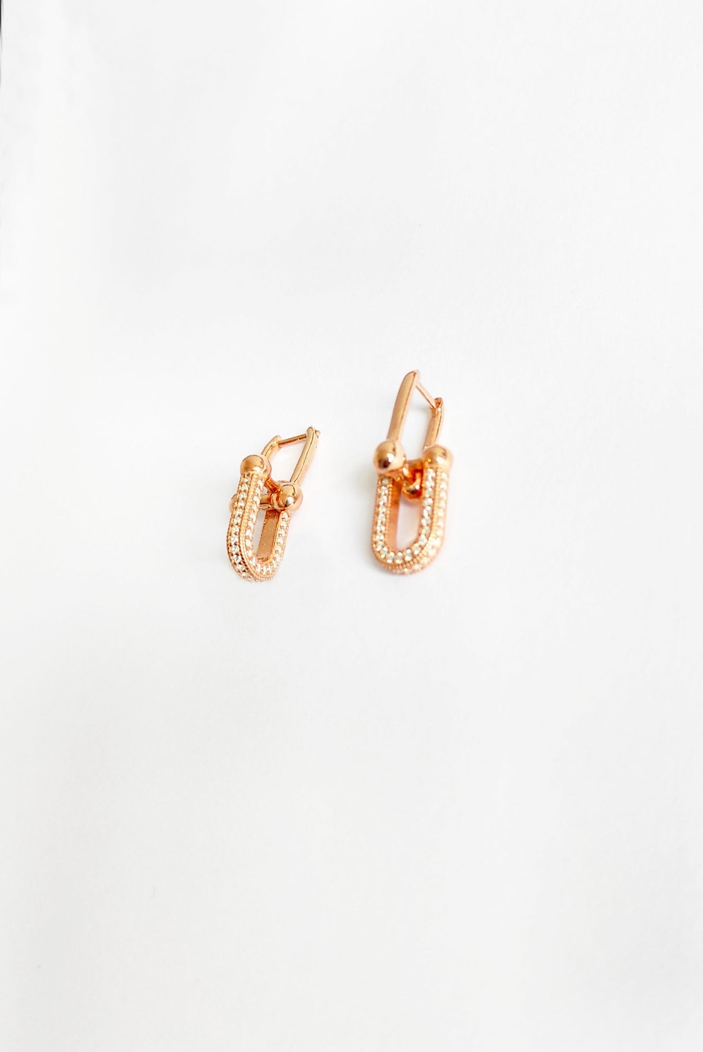 White Stone Nested Silver Earrings