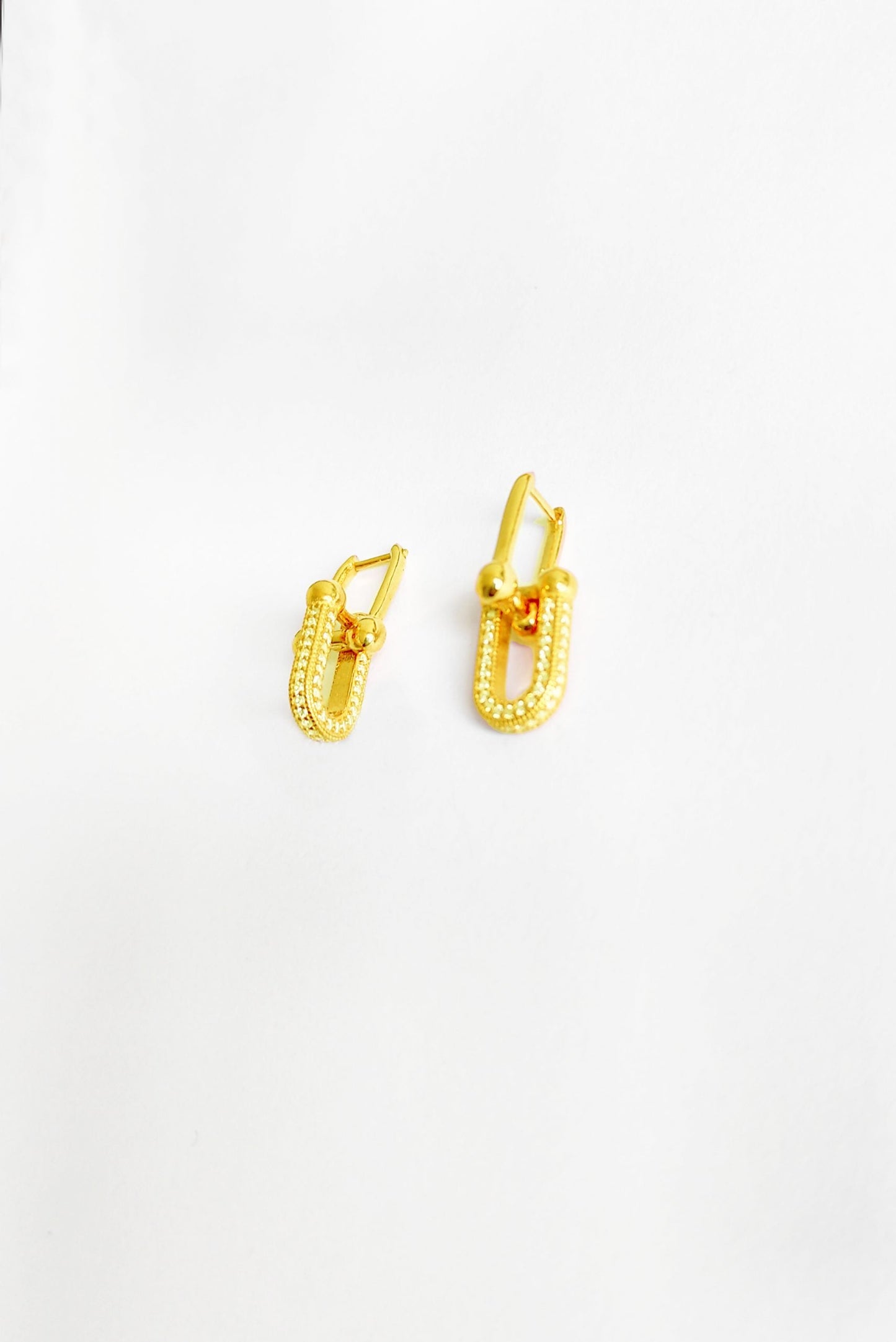 White Stone Nested Silver Earrings