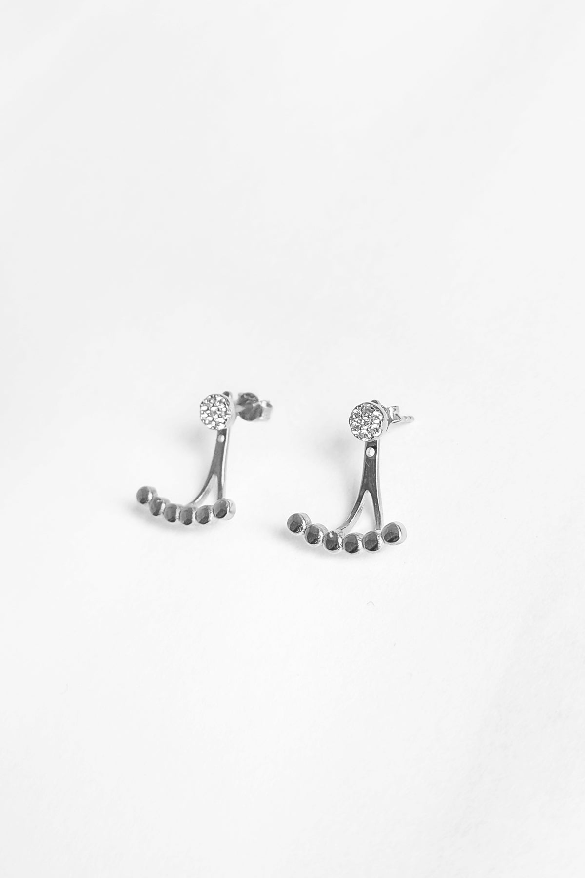 Silver White Stone Earrings