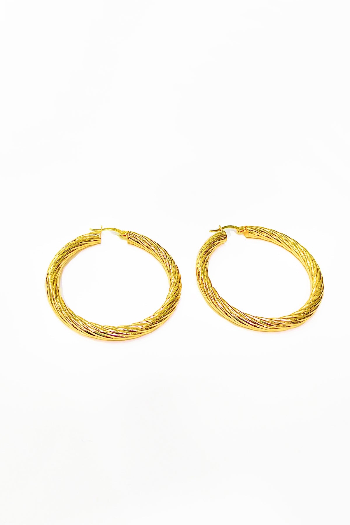Silver Twist Big Hoop Earrings