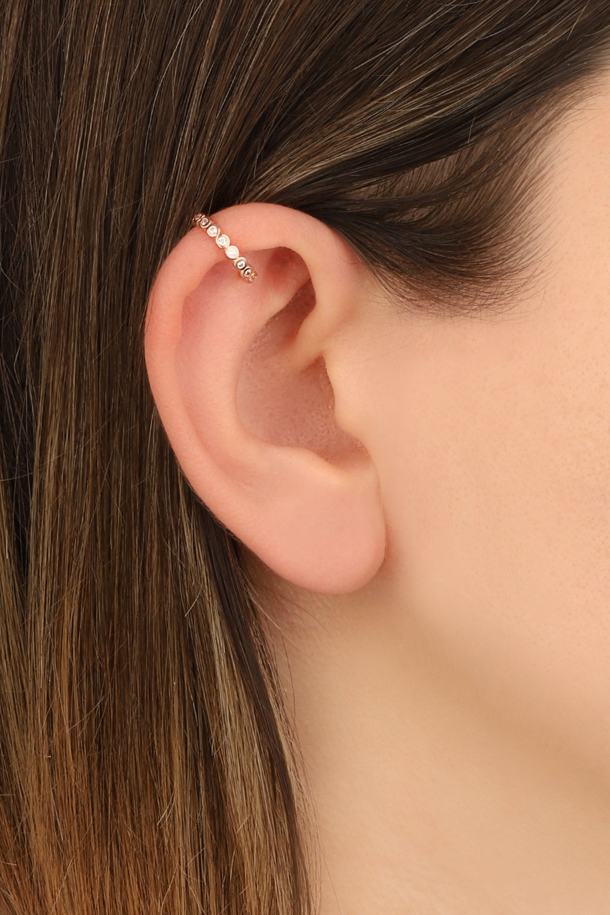 White Stone Silver Cartilage Earrings