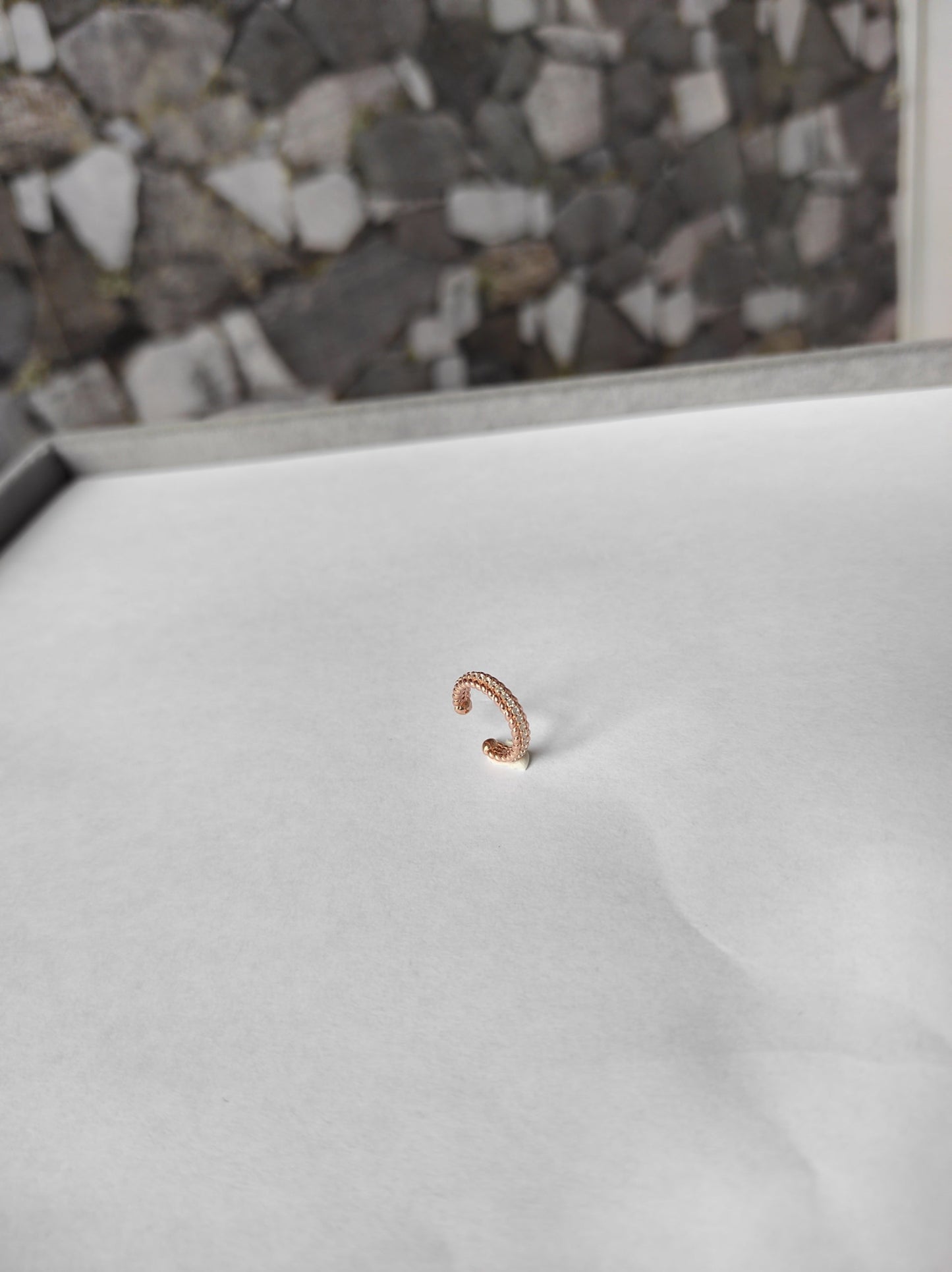 Zircon Stone White Silver Ear Cuff