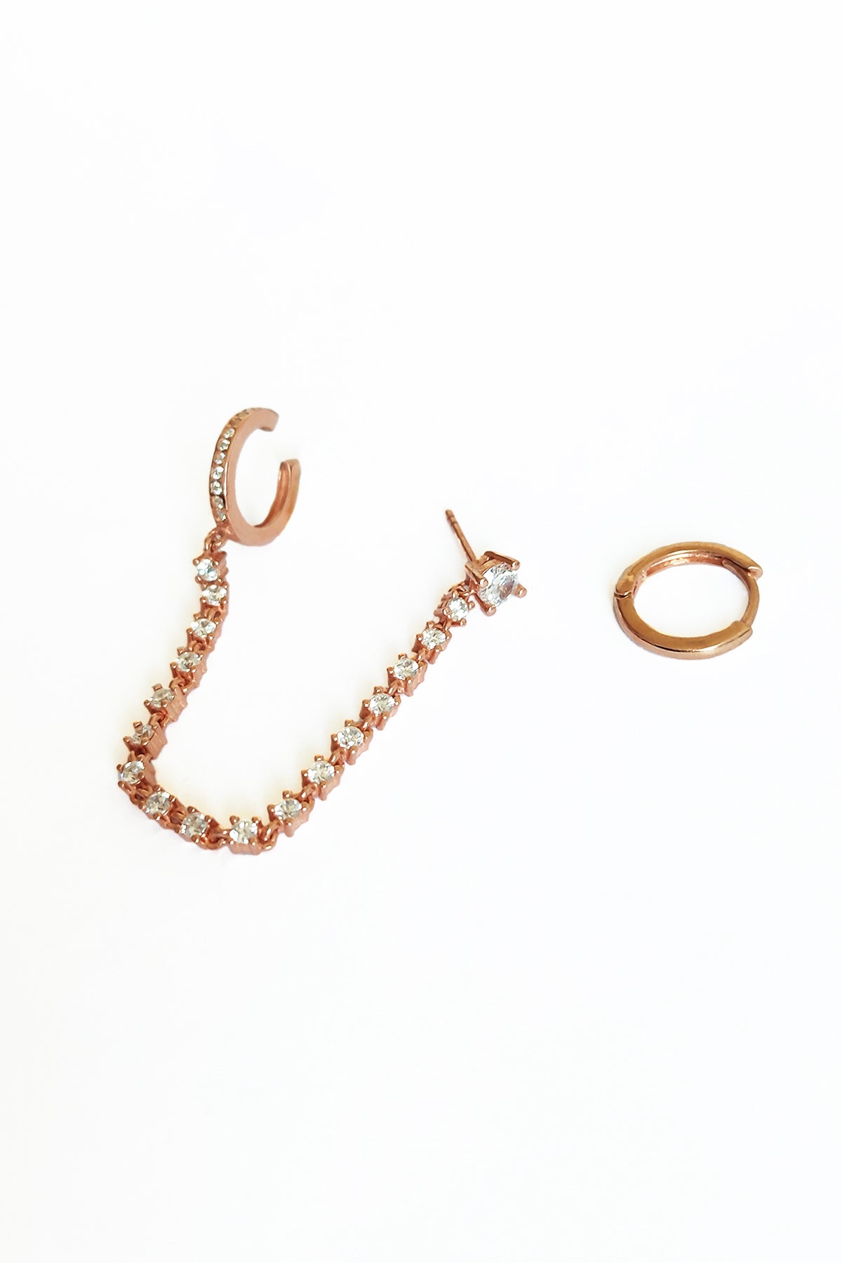 Chain Large Stone Dangle Silver Earrings