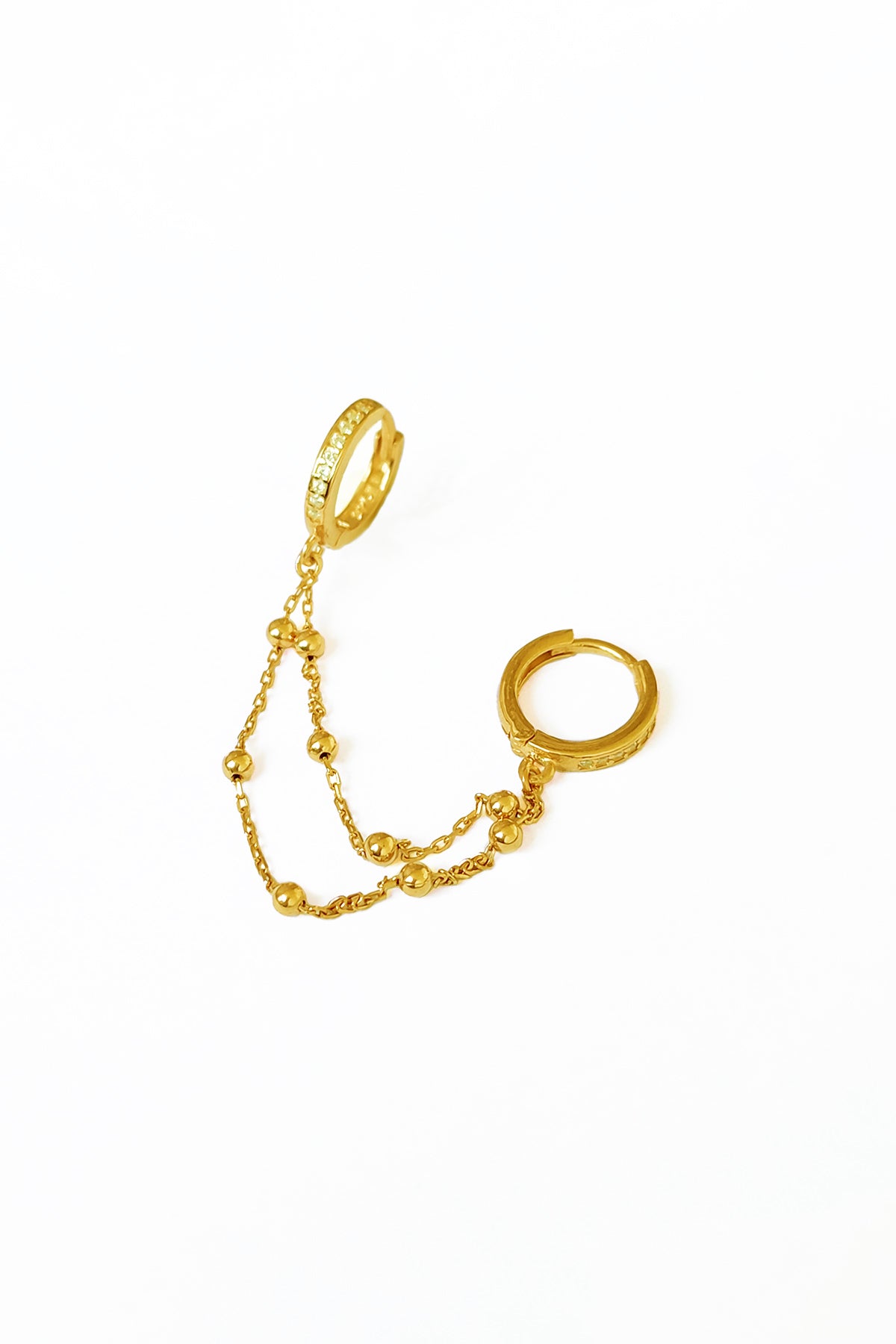 Drop Double Chain Silver Chain Earrings