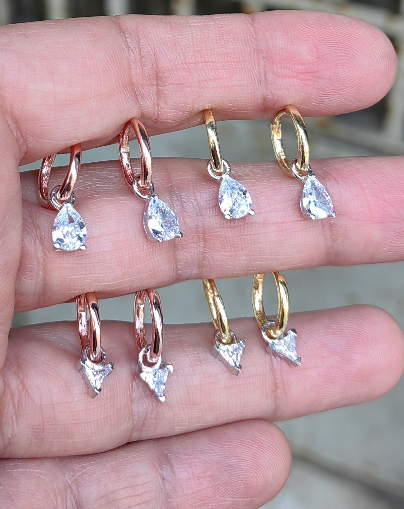 Hoop Dangle Stone Drop Earrings| Gold Hoop Earrings| Bridal Wedding Earrings