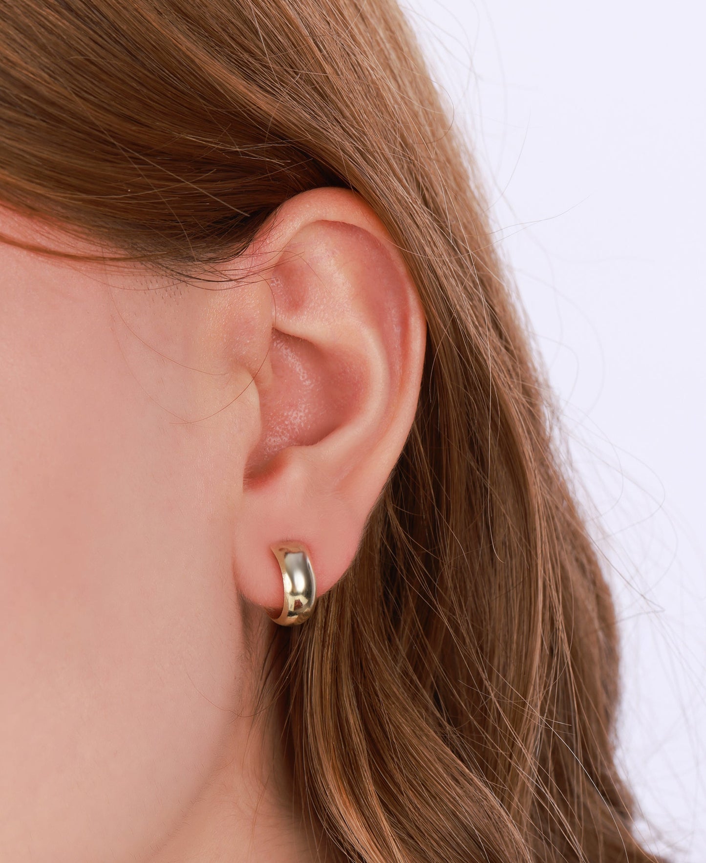 Gold Plated Plain Silver Chunky Hoop Earring