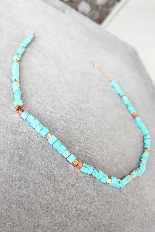 Turquoise Natural Stone Silver Necklace