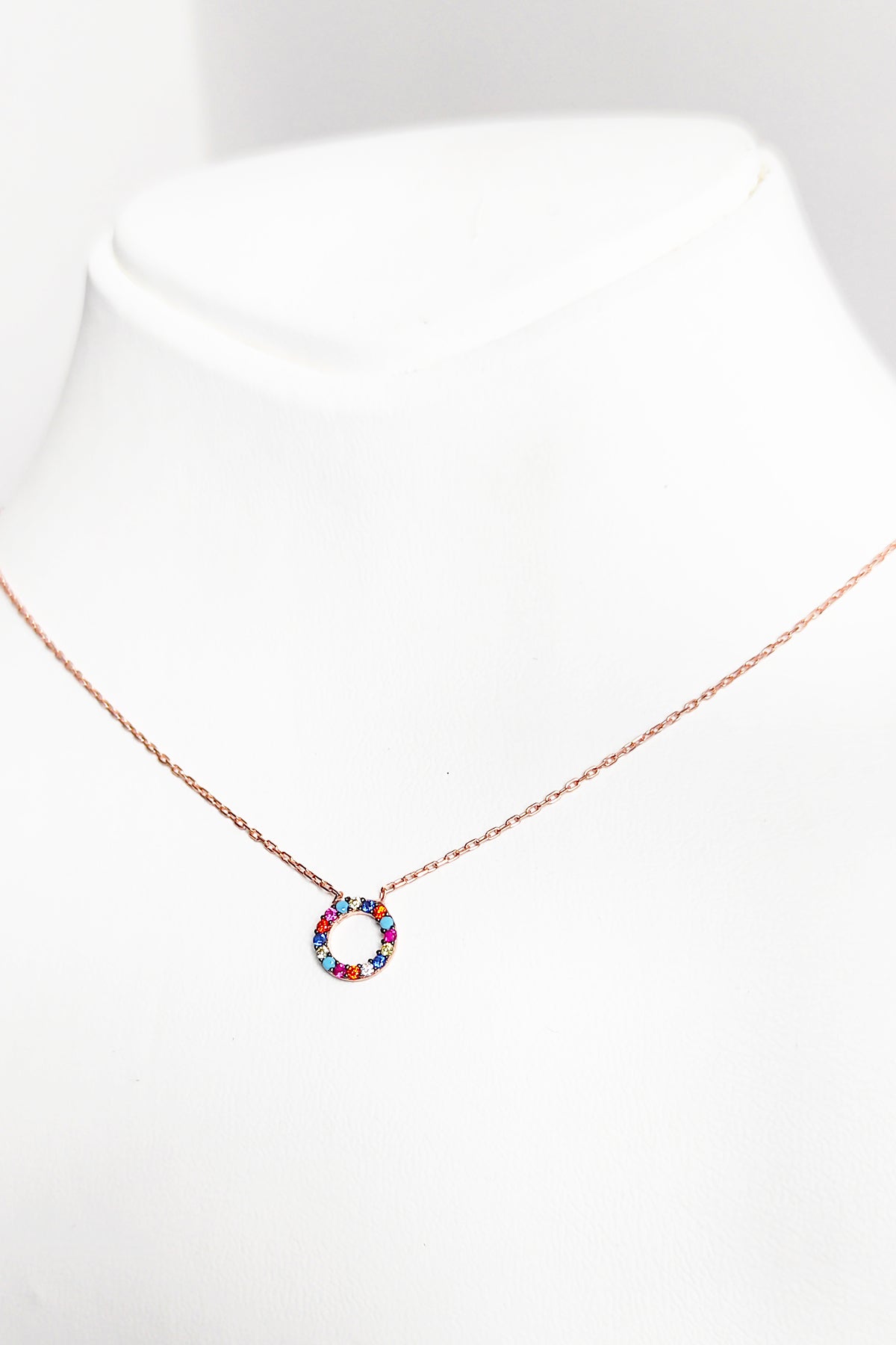 Colorful Stone Round Silver Necklace