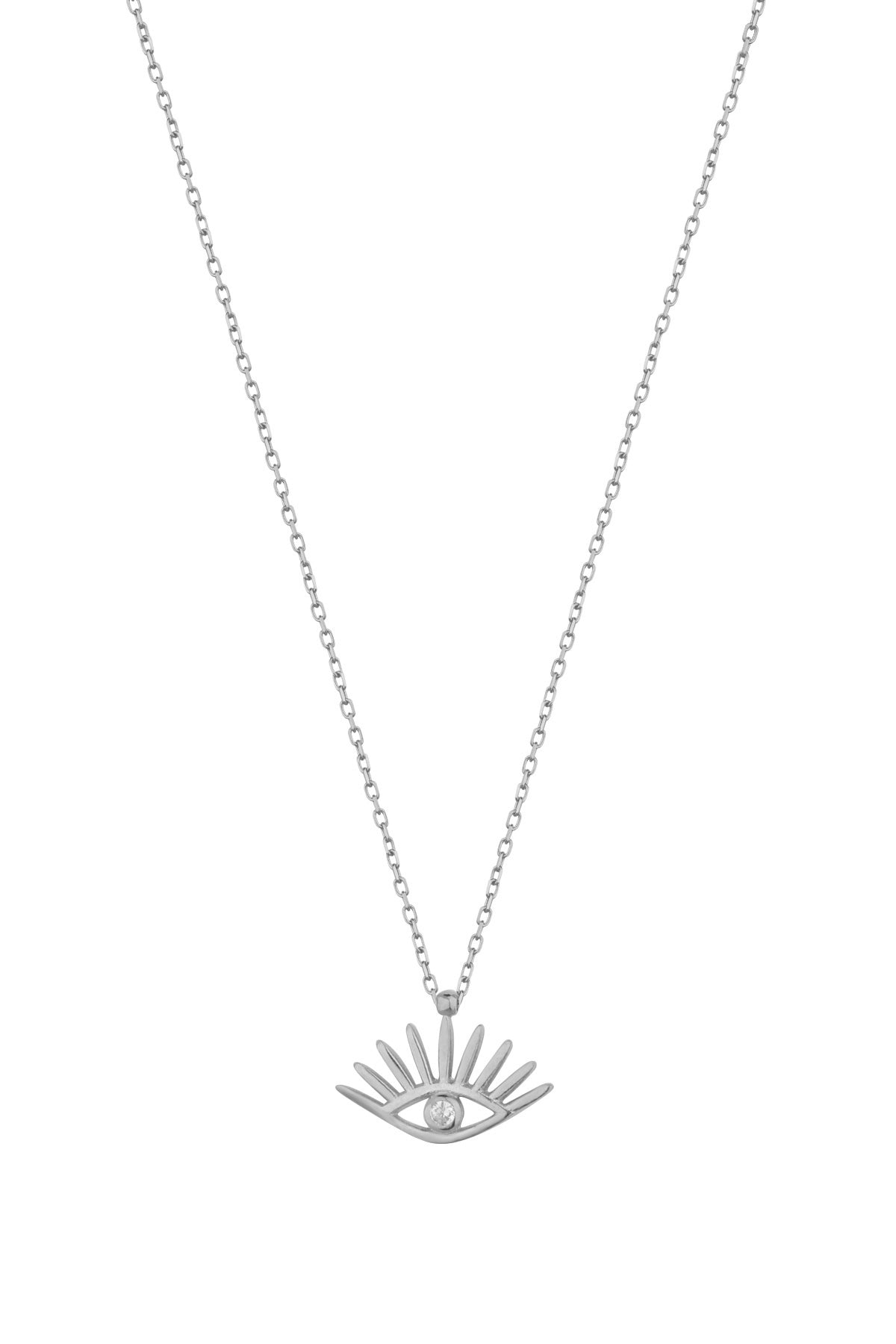 Single Stone Eyelashes Eye Silver Necklace