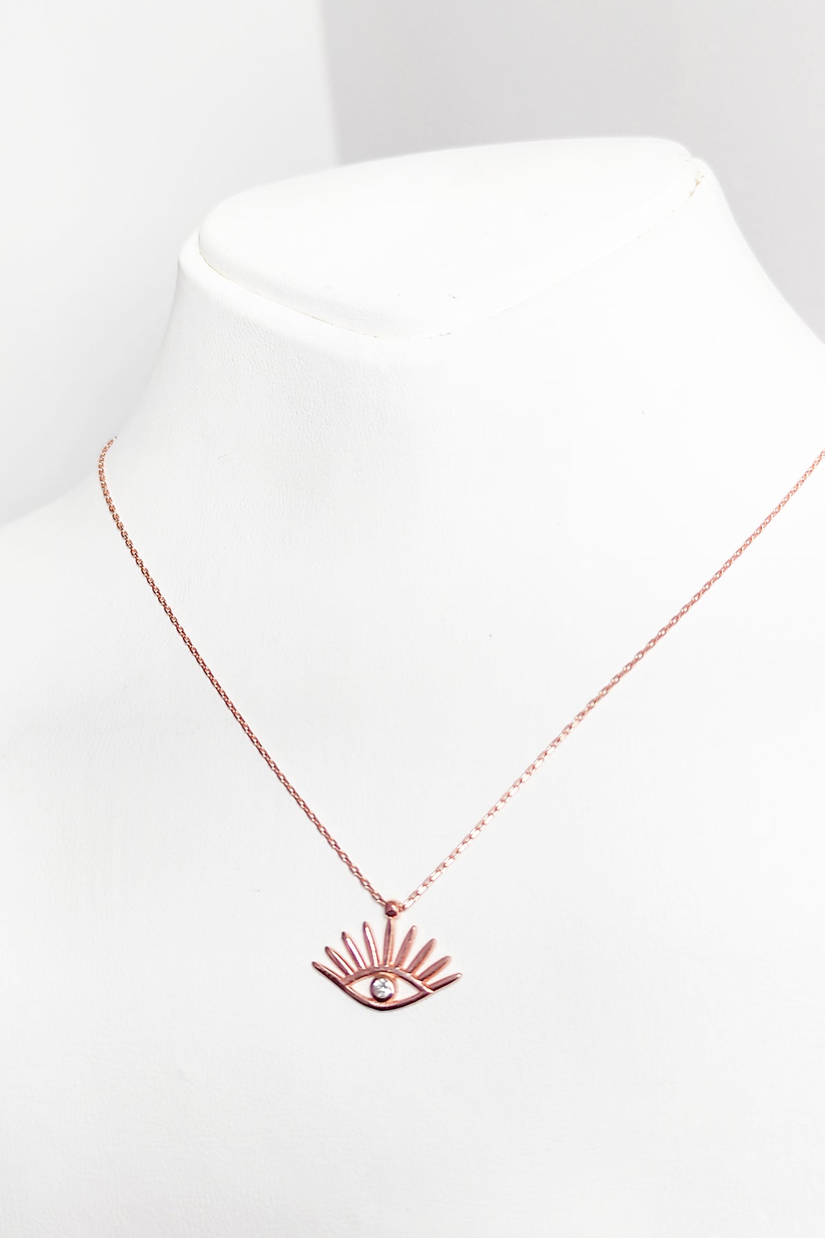 Single Stone Eyelashes Eye Silver Necklace