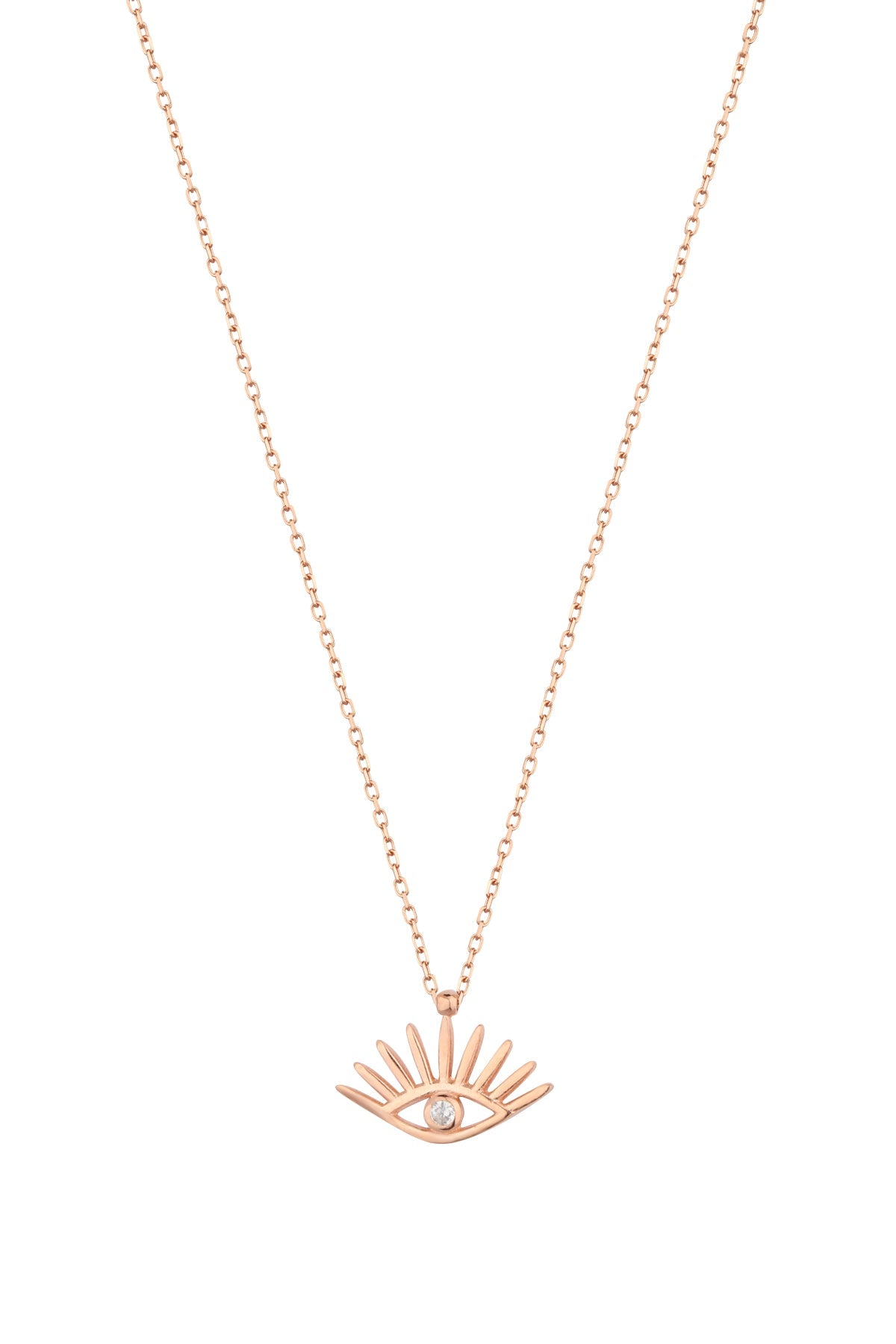 Single Stone Eyelashes Eye Silver Necklace