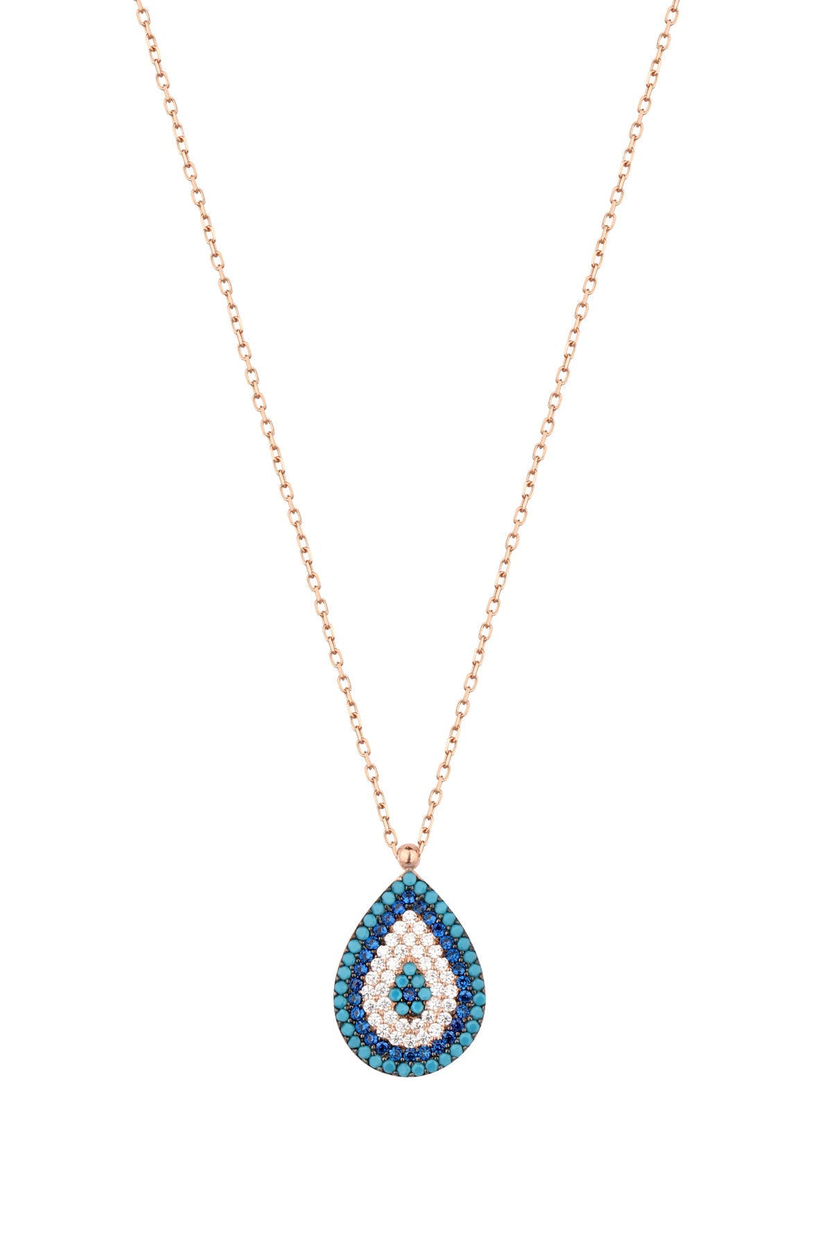 Drop Evil Eye Silver Necklace