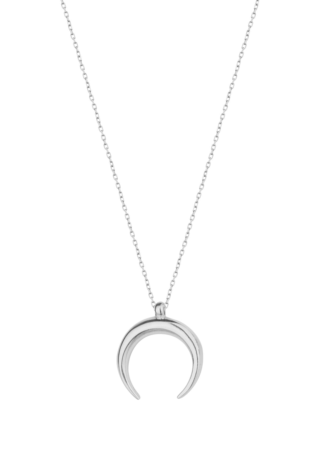 Inverted Crescent Silver Necklace