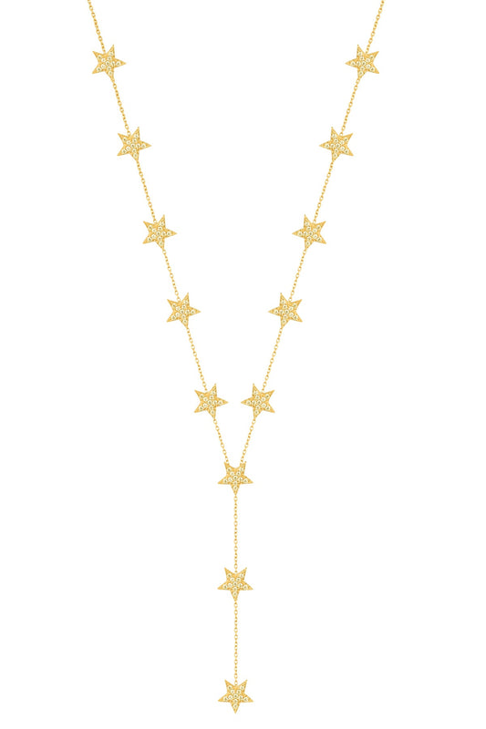 Multi Star Y Silver Necklace