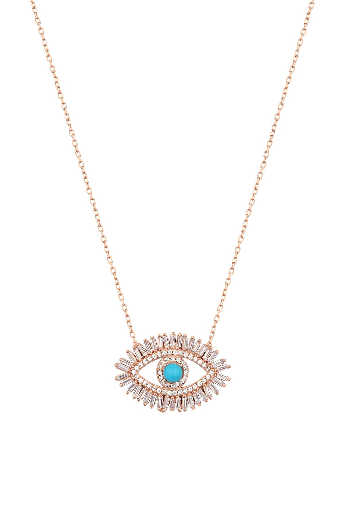 Baguette Stone Eye Silver Necklace