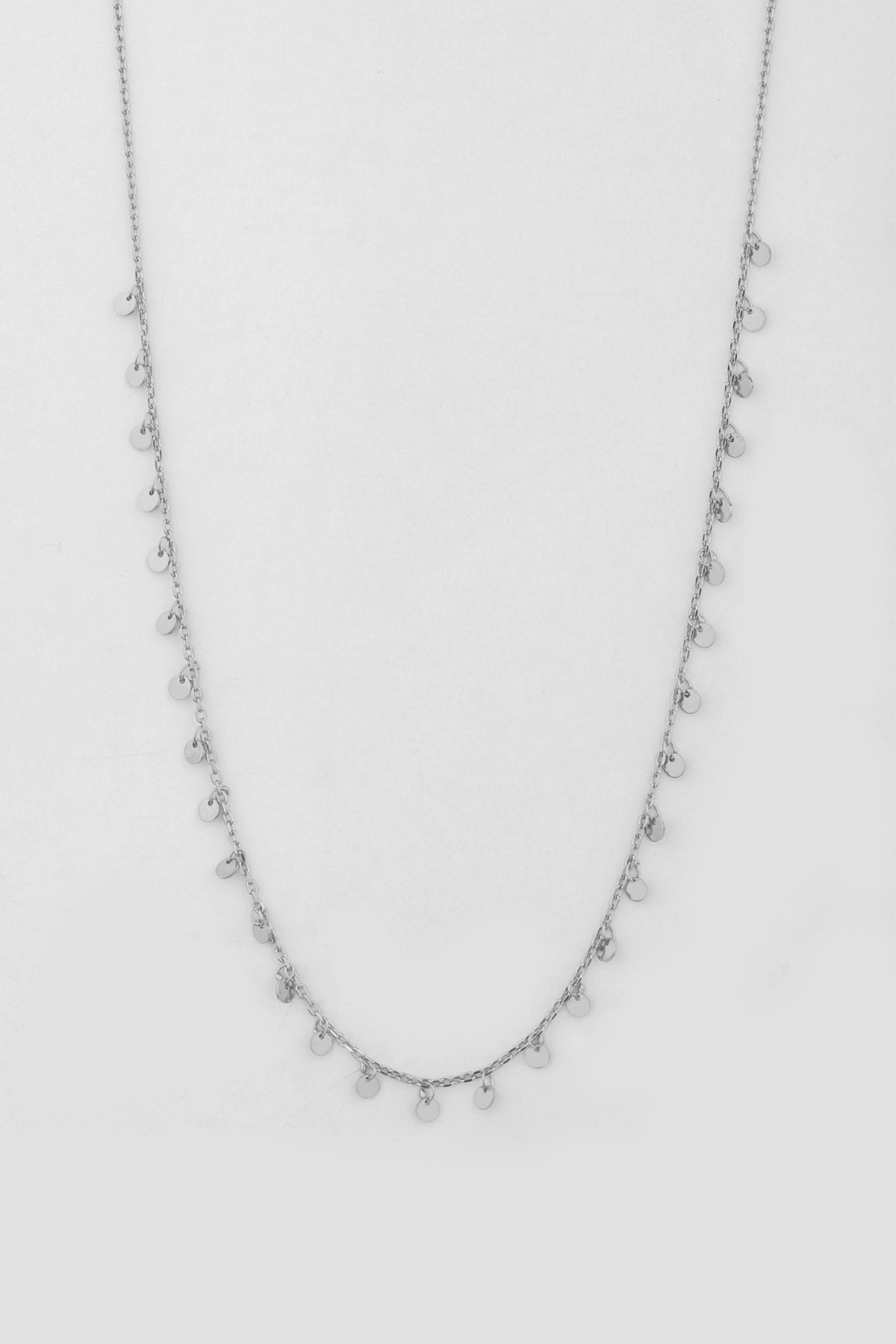 Sterling Silver Sequin Necklace – Dainty Disc Chain Choker for Women, Sequin Choker - 14k Gold or Silver - Layering Necklace - Gift For Her