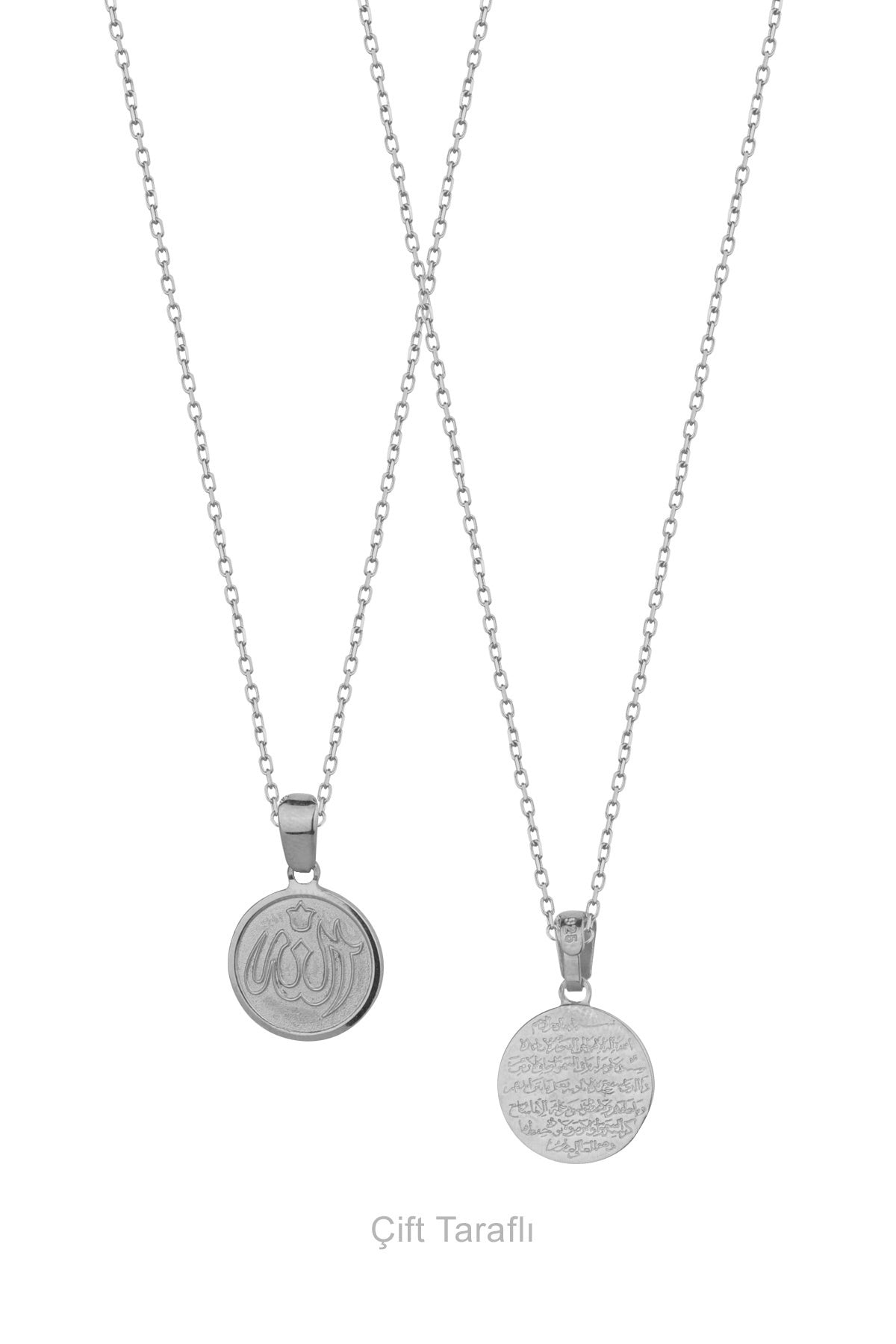 God and Evil Eye Dual Silver Necklace