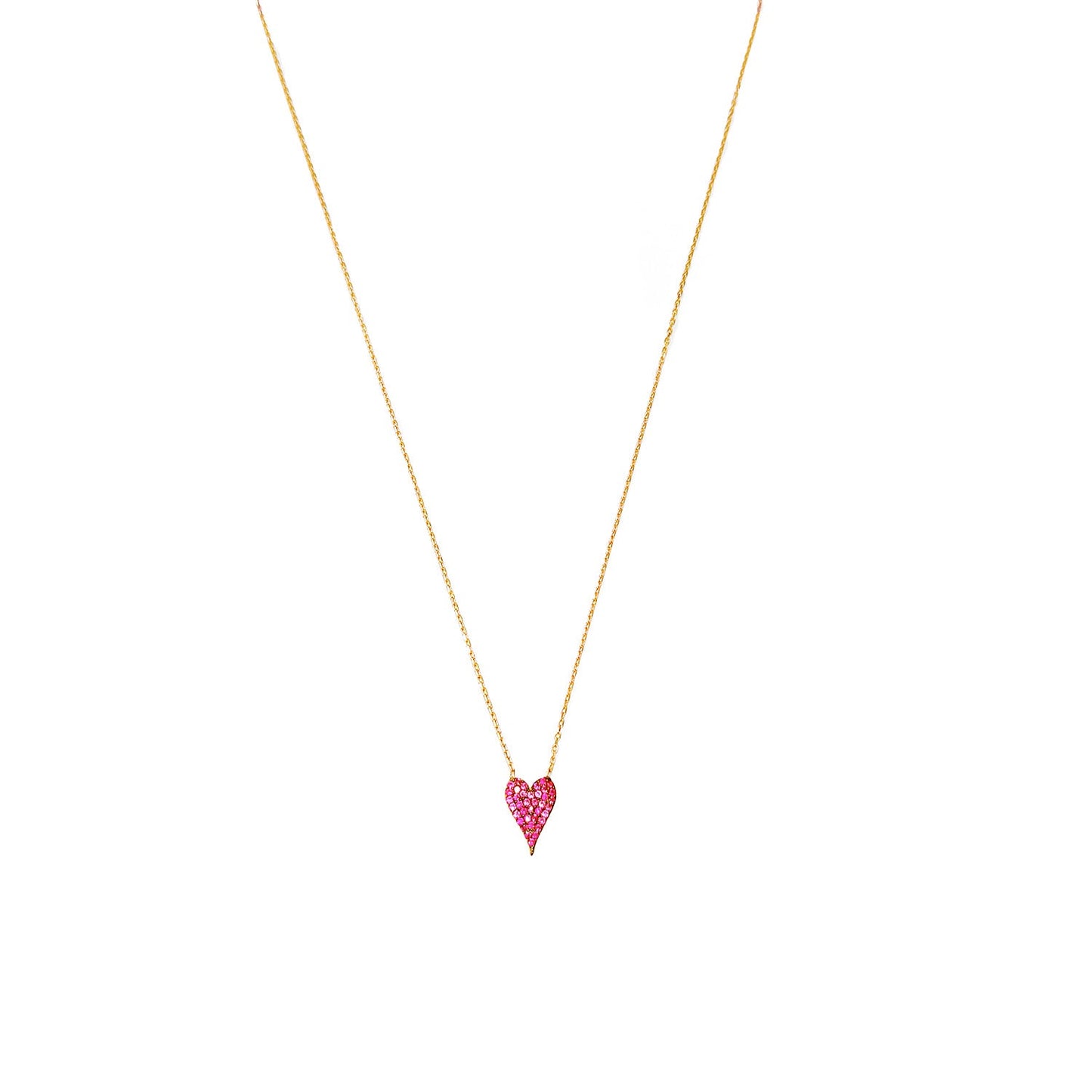 Pink Stone Small Heart Necklace