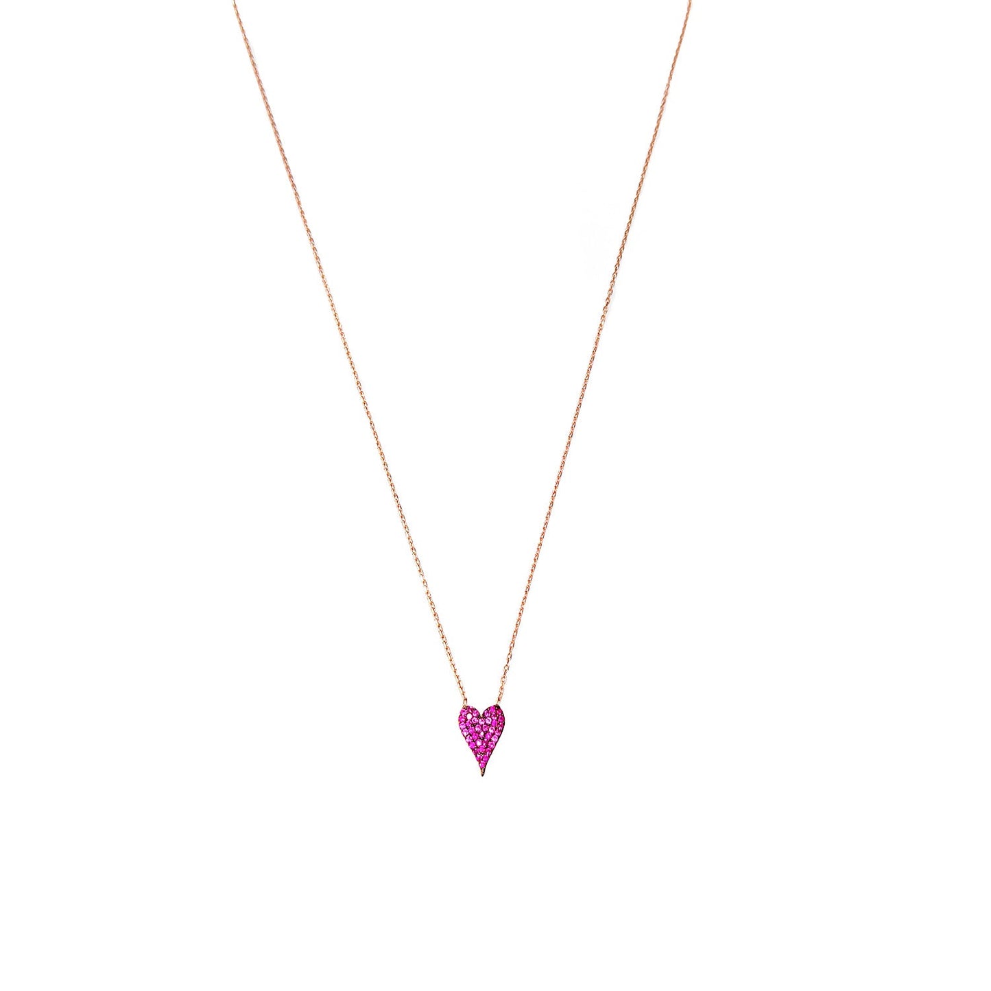 Pink Stone Small Heart Necklace
