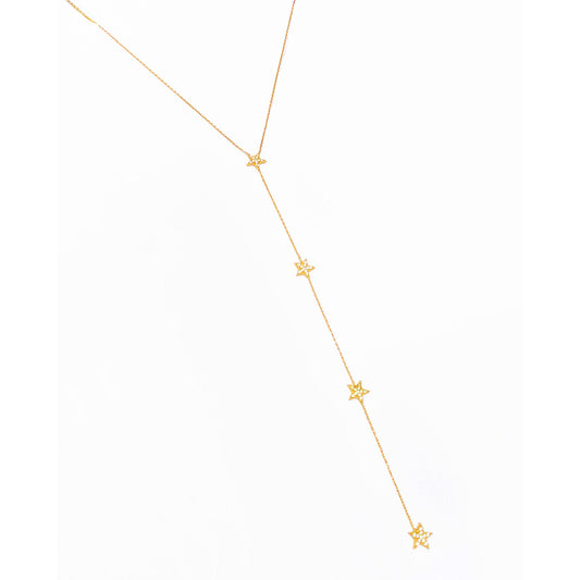 Long Necklace Y Necklaces with Stars, Extra Long Necklaces, Silver Cz Necklaces, Zirconia Necklaces