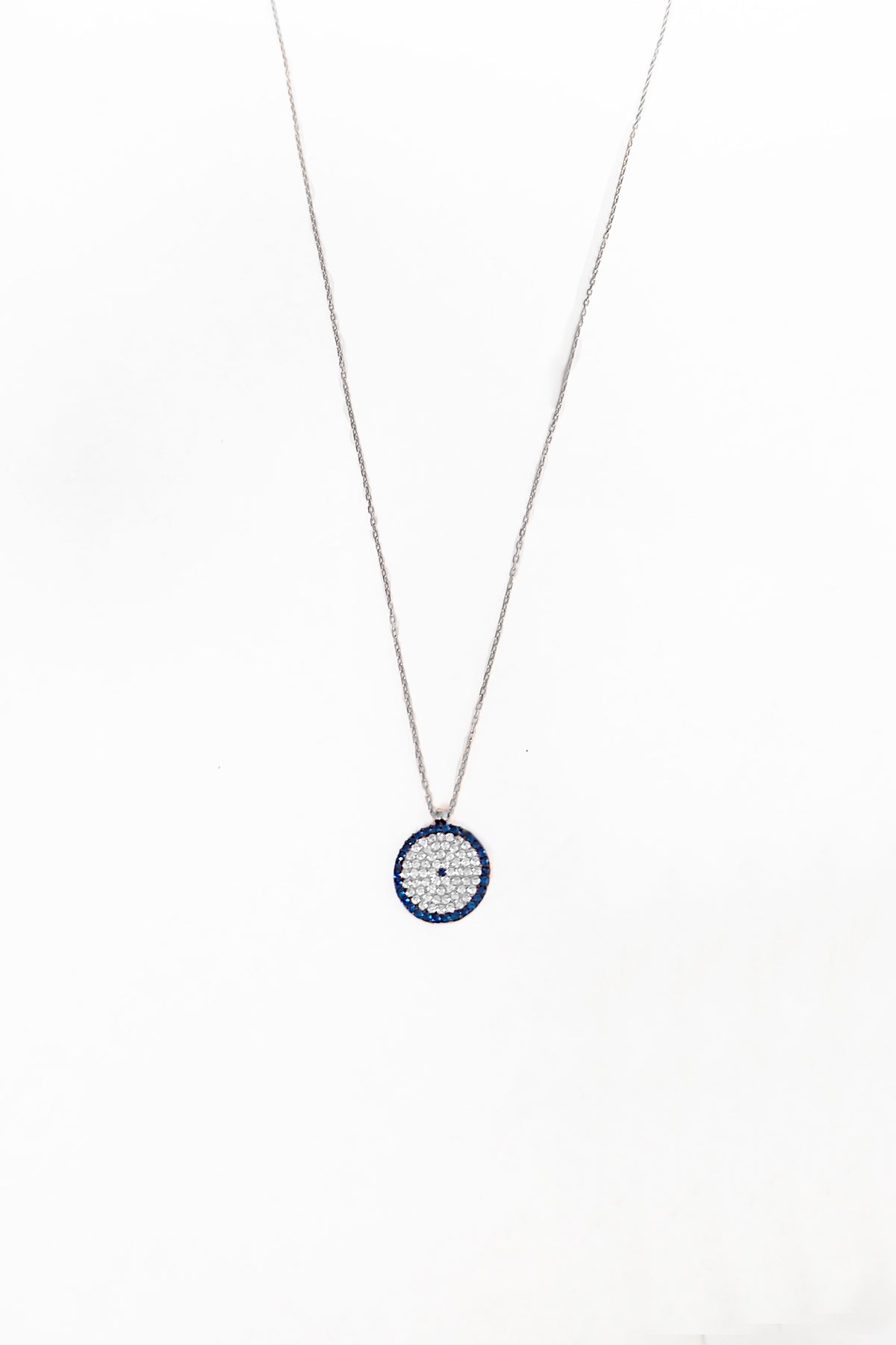 Classic Stone Evil Eye Bead Silver Necklace