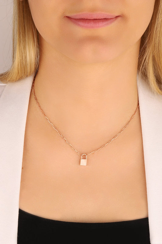 925 Sterling Silver Lock Necklace, Lock Pendant Necklace, Friendship Necklace, Lovers Necklace