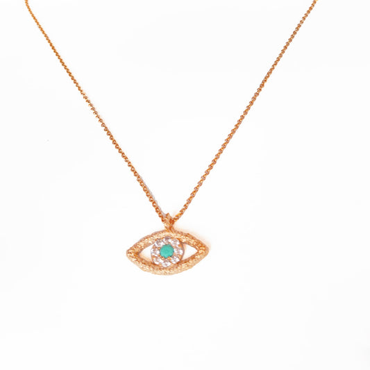 Turquoise Stone Eye Silver Necklace