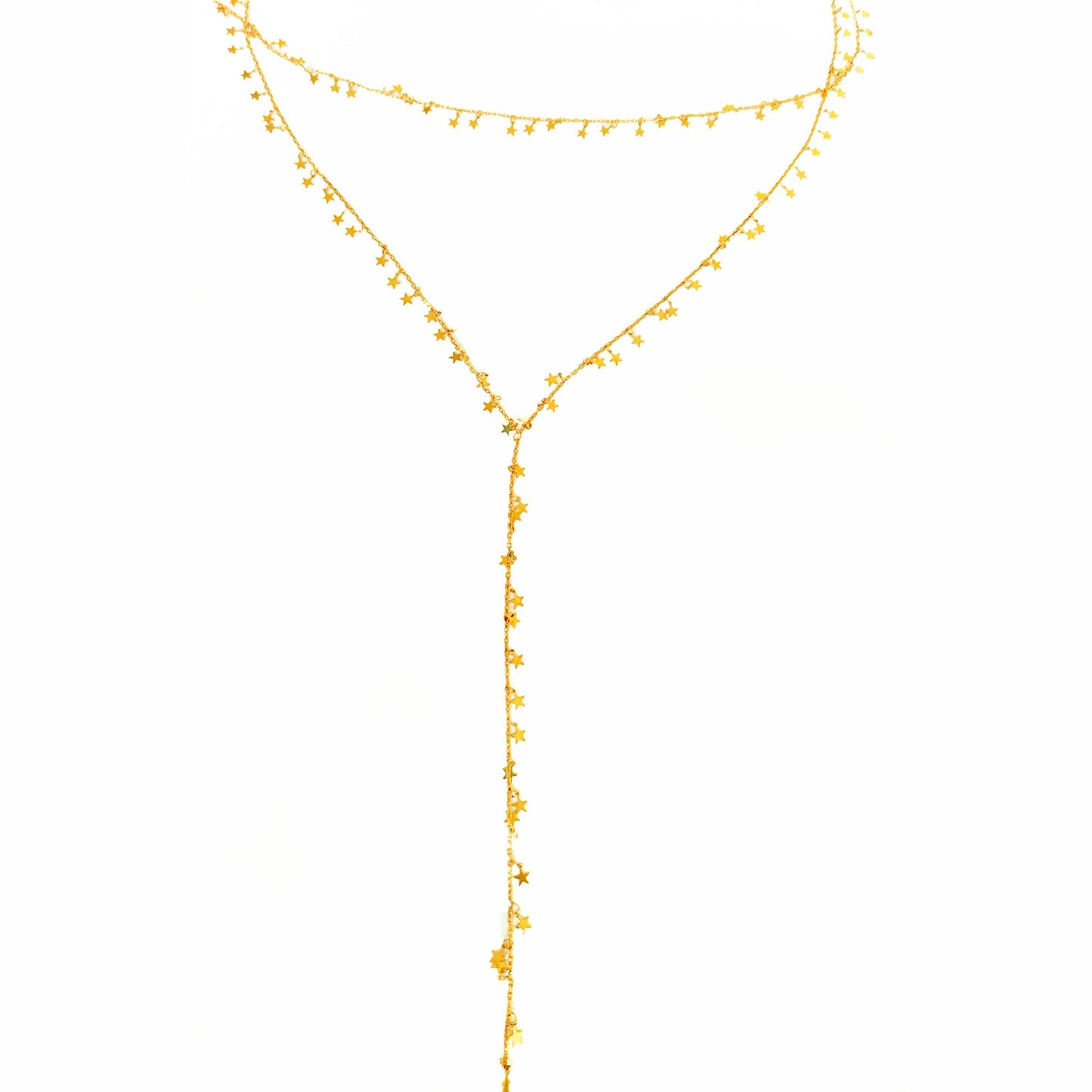 Choker and Y Necklace 2 in 1 Star Silver Necklace, Dual Charm Choker & Y Necklace Set