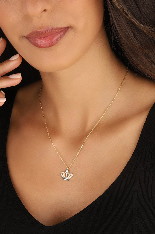Sterling Silver Crown Necklace, Personalized Initial Necklace